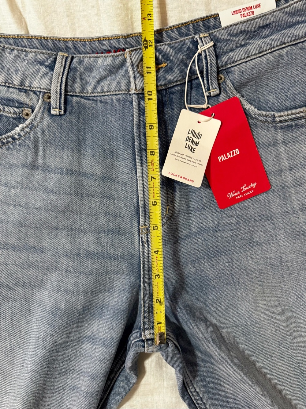 Lucky Brand Pleated Liquid Denim Luxe Palazzo Jeans Women’s 10/30 - Picture 9 of 11